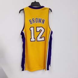 Mens Yellow Los Angeles Lakers Shannon Brown #12 Basketball Jersey Size Medium alternative image