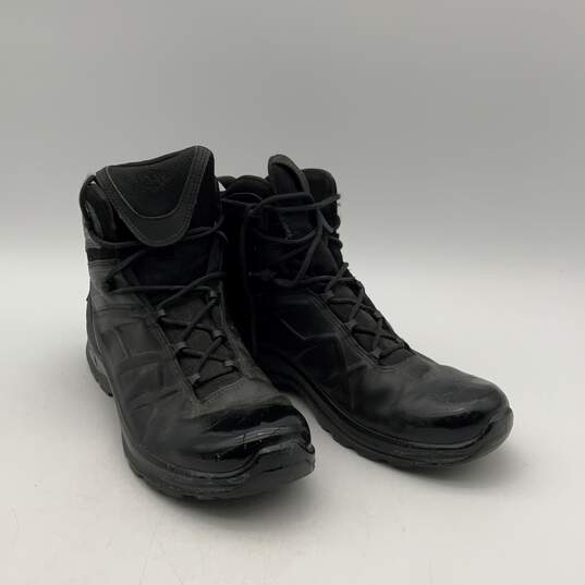 Unisex Black Eagle Black Leather Lace-Up Tactical Ankle Combat Boots Sz M11 W12 image number 4