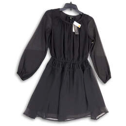NWT Womens Black Pleated Balloon Sleeve Pullover Fit & Flare Dress Size XS