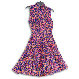Womens Multicolor Printed Sleeveless Mock Neck Fit & Flare Dress Size 8 alternative image