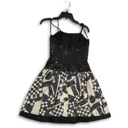 A.J BARI Womens Black Sequins Spaghetti Strap Back Zip A-Line Dress Size 6 alternative image