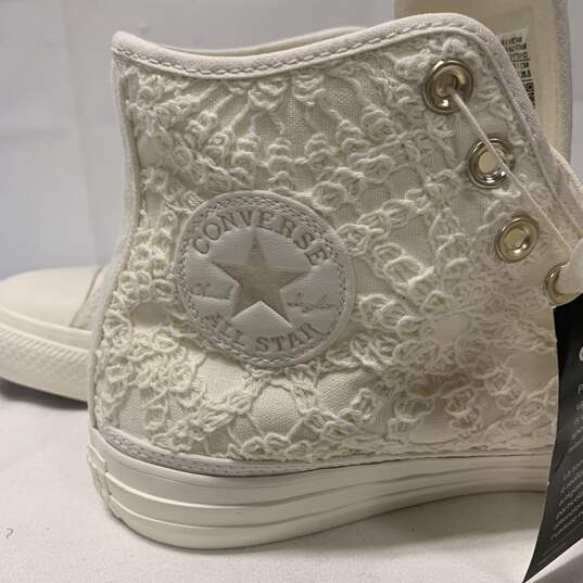 Cream And White Converse High Top Sneakers image number 3