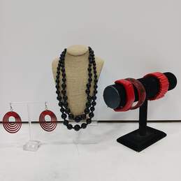 Bundle of 5 Assorted Red and Black Themed Costume Jewelry