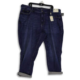 NWT Womens Blue Denim Mid-Rise Straight Leg Boyfriend Jeans Size 24W