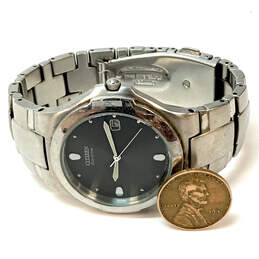 Designer Citizen Eco-Drive Silver-Tone Black Round Dial Analog Wristwatch alternative image