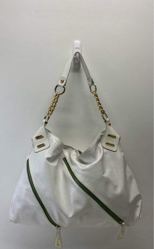 Goldenbleu White Patent Leather Shoulder Tote Bag image number 1