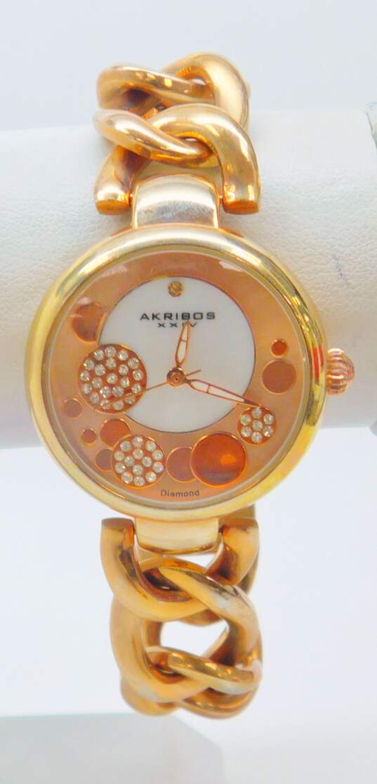 Akribos XXIV AK678RG & AK514RG Rose Gold Tone Women's Dress Watches 155.7g image number 3
