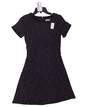 Womens Black Back Zip Round Neck Short Sleeve Mini Fit And Flare Dress Size XS image number 1