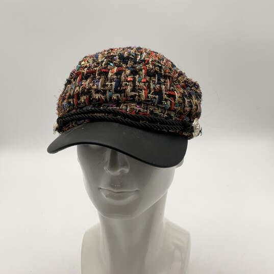 Womens Multicolor Woven Short Brim Fashionable Beret Winter Hat One Size image number 1