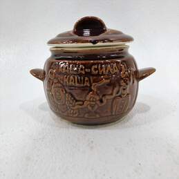 Brown Glaze Pottery Russian Lidded Porridge is Strength Bowl Kasha Vintage