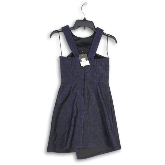 NWT TopShop Womens Blue Glitter Sleeveless Short Mini Dress Size 2 image number 2