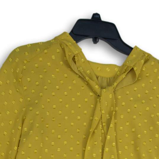 NWT Ann Taylor Womens Yellow Ruffle Halter Neck Long Sleeve Blouse Top Size S image number 4