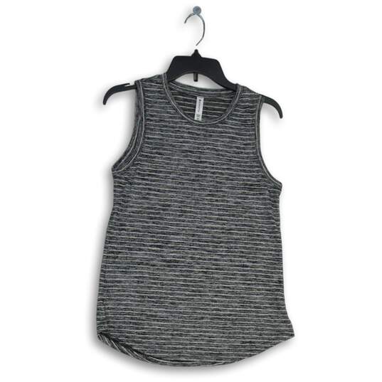 Womens Gray White Striped Round Neck Activewear Pullover Tank Top Size XS image number 1