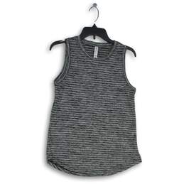 Womens Gray White Striped Round Neck Activewear Pullover Tank Top Size XS