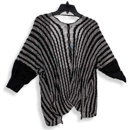 NWT Womens Black White Knitted Open Front Cardigan Sweater Size XL alternative image