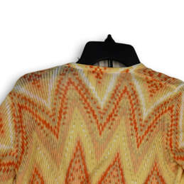 Womens Orange Knitted Chevron Open Front Long Sleeve Cardigan Sweater Sz 0