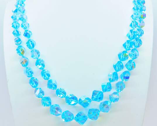 Vintage Laguna Clip Earrings & Silver Tone Blue Aurora Borealis Crystal Jewelry 201.8g image number 4