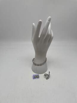 Set Of 3 Pcs Womens Silver Tone Bracelet Earrings & Ring 14g JEWD7DR5K-E