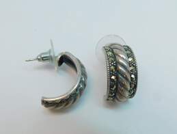 Judith Jack 925 Marcasite Filigree Leaf Brooch & Rope Half Hoop Earrings 17.9g alternative image