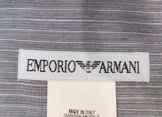 Emporio Armani Gray Stripe Men's Dress Shirt Long Sleeve Button Up Size XL with COA image number 5