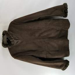 New York & Company Women Brown Suede Coat L
