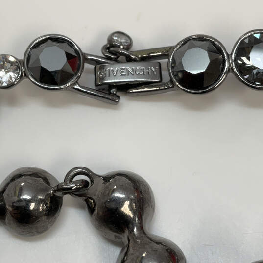 Designer Givenchy Silver-Tone Clear Black Crystal Cut Stones Chain Bracelet image number 4