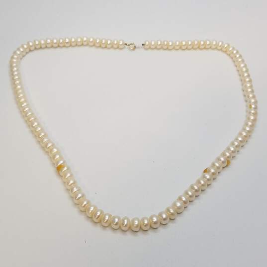 10K Gold Faux Pearl Necklace 36.2g image number 4