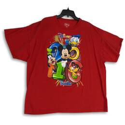 Disney Mens Red Graphic Print Crew Neck Short Sleeve Pullover T-Shirt Size 3XL