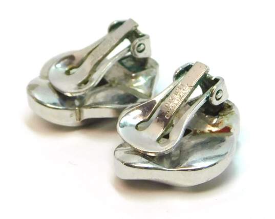 Vintage Pat Pending Crown Trifari Silver Tone Clip-On Earrings 15.5g image number 4