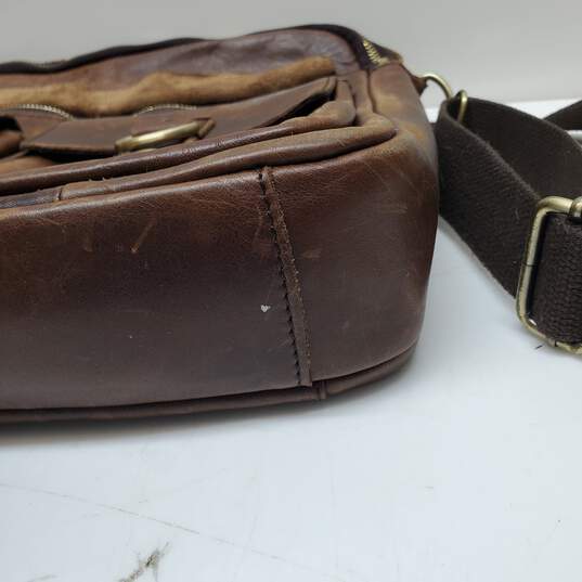 Vintage Brown Leather Mersq Messenger Bag image number 11