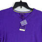 NWT Womens Purple Knitted Long Sleeve V-Neck Pullover Sweater Size Medium image number 3