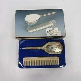 Vintage Silverplated Comb & Brush Set IOB