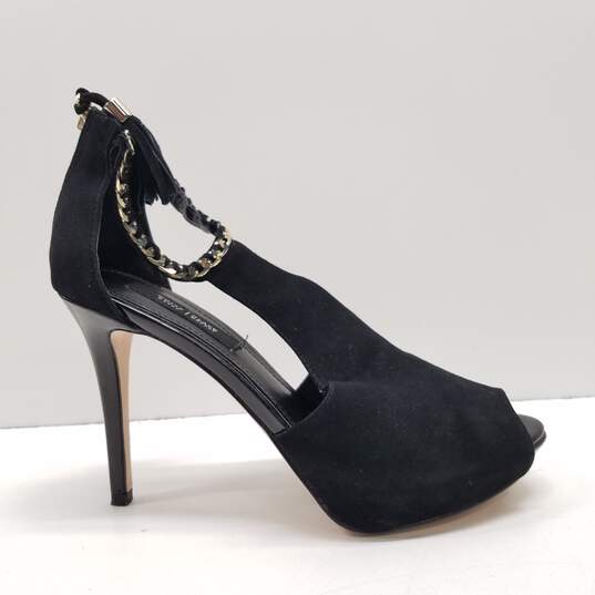 White House Black Market Adonia Black Chain Peep Toe Stiletto Heels Size 8.5 image number 2