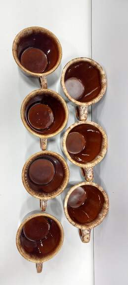 Vintage Bundle of 7 Hull Drip Glaze Brown Ceramic Coffee Mugs alternative image