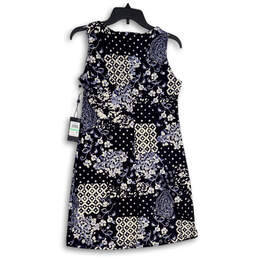 NWT Womens Blue White Floral Boat Neck Pullover Shift Dress Size 8P alternative image