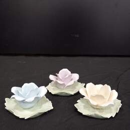 Set of 3 Assorted Ardalt Japan Pastel Color  Rose Candle Holders