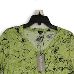 NWT Womens Green Floral Short Sleeve V-Neck Pullover Blouse Top Size S P alternative image