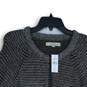 NWT Loft Womens Gray Black Knitted Long Sleeve Full-Zip Sweater Size L image number 3