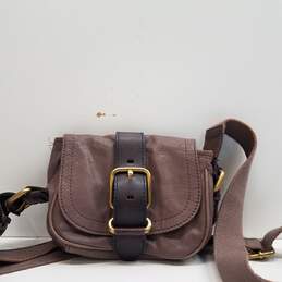 Fossil Emory Leather Small Buckle Flap Crossbody Brown
