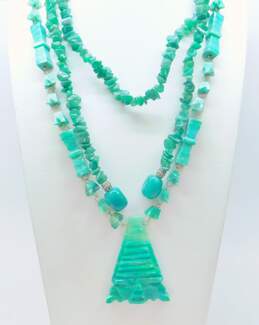 Artisan Jade Agate & Faux Turquoise Multi Stone Statement Necklaces 472.2g alternative image