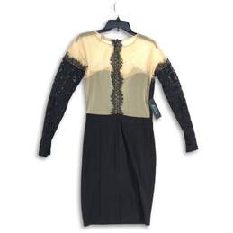 NWT Guess By Marciano Womens Black Beige Lace Long Sleeve Sheath Dress Size M alternative image