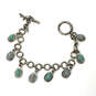 Designer Lucky Brand Silver-Tone Turquoise Southwest Style Charm Bracelet image number 2