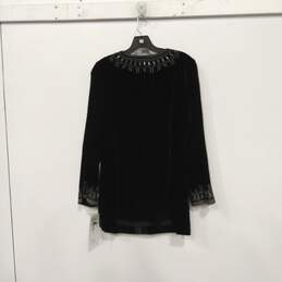 NWT Womens Black Long Sleeve Split Neck Tunic Blouse Top Size 6 alternative image