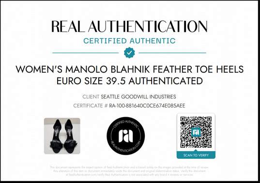 Manolo Blahnik Feather Toe Heels Wms Size 39.5 AUTHENTICATED image number 7