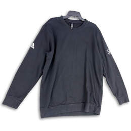 Mens Black Long Sleeve Crew Neck Regular Fit Pullover Sweatshirt Size XL