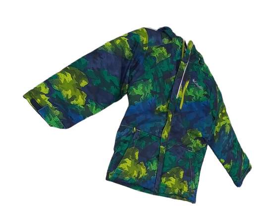 Boys Multicolor Camouflage Long Sleeve Full Zip Hooded Puffer Jacket Size XS 6/7 image number 2