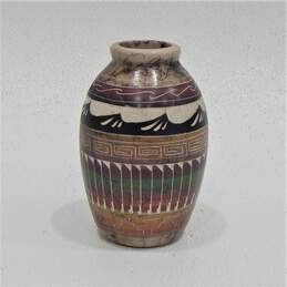 Native American Navajo Horse Hair Pottery 5" Vase Signed