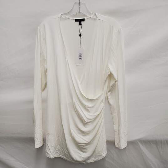 NWT Universal Standard WM's White Cross Front Blouse Size SM image number 1