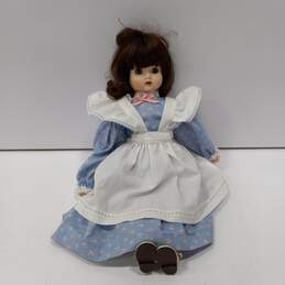 Girl Porcelain Doll in Blue Floral Dress