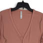 Womens Pink Henley Neck Long Sleeve Pullover Activewear Top Size Large image number 3
